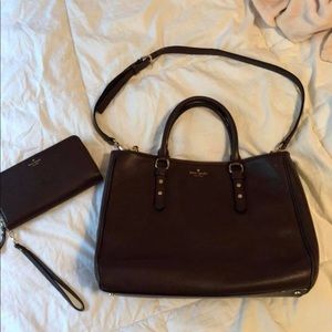 Kate Spade burgundy purse and clutch